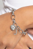 Paparazzi "Guess Now It's INITIAL J" White Bracelet Paparazzi Jewelry