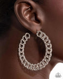 Paparazzi "Interlocked Icing" White Post Earrings