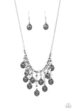 Paparazzi "Leave It In The Pasture" Silver Necklace & Earring Set Paparazzi Jewelry