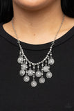Paparazzi "Leave It In The Pasture" Silver Necklace & Earring Set Paparazzi Jewelry