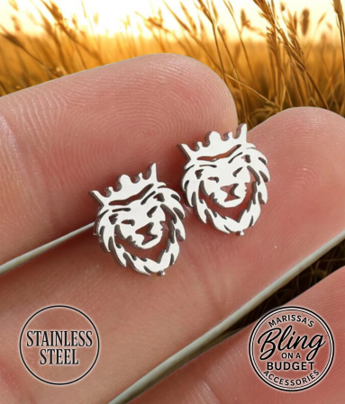 Stainless Steel Lion Earrings Paparazzi Jewelry