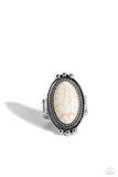 Paparazzi "Lost In The Sagebrush" White Ring Paparazzi Jewelry