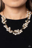 Paparazzi "Pearl Parlor" Gold Necklace & Earring Set Paparazzi Jewelry