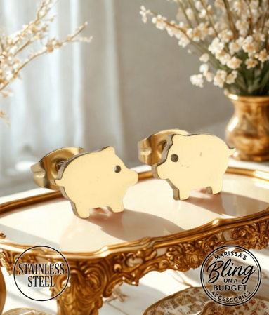 Stainless Steel Rose Gold Piggy Earrings Paparazzi Jewelry