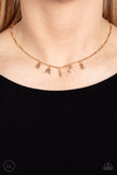 Paparazzi "Say My Name" Gold Choker Necklace & Earring Set Paparazzi Jewelry