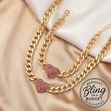 "Lovers Not Friends" Pink Necklace and Bracelet Set Paparazzi Jewelry