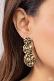 Paparazzi "Triple Threat Texture" Brass Post Earrings Paparazzi Jewelry