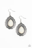 Paparazzi "Mountain Mover" White Teardrop Stone Silver Earrings Paparazzi Jewelry