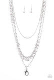 Paparazzi "Pearl Pageant" Silver Lanyard Necklace & Earring Set Paparazzi Jewelry