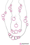 Paparazzi "Feeling Bubbly" Pink and Silver Hoop Necklace & Earring Set Paparazzi Jewelry