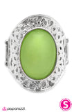 Paparazzi "Moons Over Miami" VINTAGE VAULT Green Moonstone Silver Ring Paparazzi Jewelry
