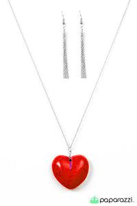 Paparazzi "Shes A Heartbreaker" FASHION FIX Red Necklace & Earring Set Paparazzi Jewelry
