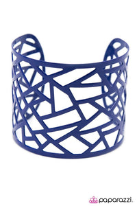 Paparazzi "Fractured" Blue Metal Geometric Shape Cuff Bracelet Paparazzi Jewelry