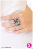 Paparazzi "Mahalo" Blue Rhinestone Tropical Metallic Flower Ring Paparazzi Jewelry