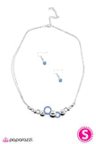 Paparazzi "Honorable Mention" Blue Rhinestone Circle Design Silver Necklace & Earring Set Paparazzi Jewelry