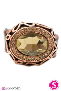 Paparazzi "Jackpot" Topaz Rhinestone Daisies Copper Ring Paparazzi Jewelry