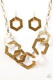Paparazzi "The Hex Factor" Gold Necklace & Earring Set Paparazzi Jewelry
