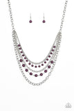 Paparazzi VINTAGE VAULT "Ground Forces" Purple Necklace & Earring Set Paparazzi Jewelry