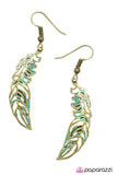 Paparazzi "I Wish I Could Fly" Blue Tint Brass Feather Earrings Paparazzi Jewelry