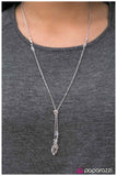 Paparazzi "LEAF It Be!" White Leaves Knotted Chain Silver Tone Necklace & Earring Set Paparazzi Jewelry