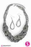Paparazzi "WRAP Battle" Silver Necklace & Earring Set Paparazzi Jewelry
