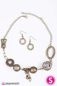 Paparazzi "Mixing Business With Pleasure" Brass Necklace & earring Set Paparazzi Jewelry