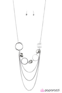 Paparazzi "Wonderful Crazy Night" Silver Necklace & Earring Set Paparazzi Jewelry