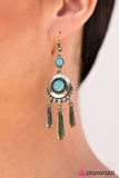 Paparazzi "Open Sesame" Blue Turquoise Stone Brass Frame Earrings Paparazzi Jewelry