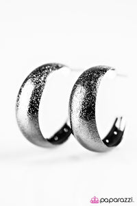 Paparazzi "Ring The Bell" Black Gunmetal Hoop Earrings Paparazzi Jewelry