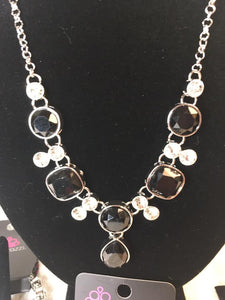 Paparazzi "Crystal Cosmos" Black KIT EXCLUSIVE Necklace & Earring Set Paparazzi Jewelry