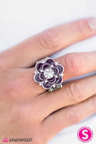 Paparazzi "Passion Flower" Purple Flower White Rhinestone Ring Paparazzi Jewelry