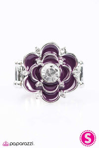 Paparazzi "Passion Flower" Purple Flower White Rhinestone Ring Paparazzi Jewelry