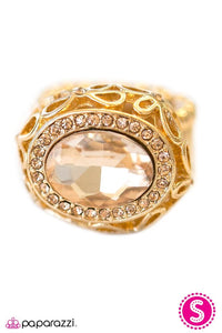 Paparazzi "Jackpot" Champagne Rhinestone Daisies Gold Tone Ring Paparazzi Jewelry