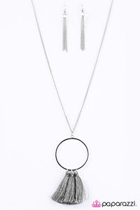 Paparazzi "Never Too Much Tassel" Silver Necklace & Earring Set Paparazzi Jewelry