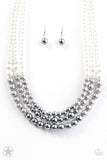 Paparazzi "Lady in Waiting" Silver BLOCKBUSTER Necklace & Earring Set Paparazzi Jewelry