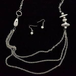 Paparazzi "It All Stacks Up" White Necklace & Earring Set Paparazzi Jewelry