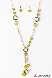 Paparazzi "So Long!" Yellow Necklace & Earring Set Paparazzi Jewelry