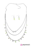 Paparazzi "My End and My Beginning" Green Bead Silver Infinity Necklace & Earring Set Paparazzi Jewelry