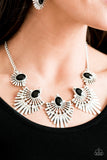 Paparazzi VINTAGE VAULT "Miss YOU-niverse" Black Necklace & Earring Set Paparazzi Jewelry