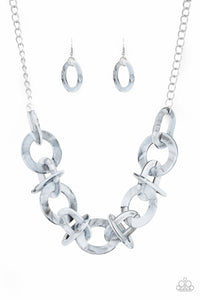 Paparazzi VINTAGE VAULT "Chromatic Charm" Silver Necklace & Earring Set Paparazzi Jewelry