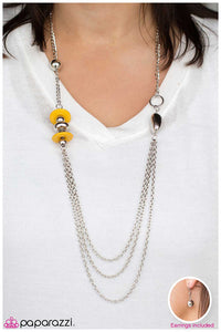 Paparazzi "It All Stacks Up" Yellow Necklace & Earring Set Paparazzi Jewelry