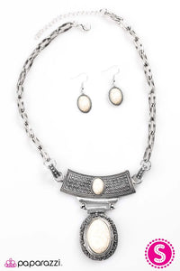 Paparazzi "Dressed to EMPRESS" White Necklace & Earring Set Paparazzi Jewelry