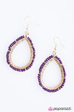 Paparazzi "River Walk" Purple Seed Bead Rim Gold Teardrop Earrings Paparazzi Jewelry