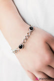 Paparazzi "Pretty In Paris" Black Bead Silver Tone Chain Bracelet Paparazzi Jewelry