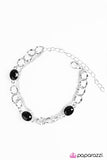 Paparazzi "Pretty In Paris" Black Bead Silver Tone Chain Bracelet Paparazzi Jewelry