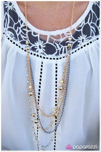 Paparazzi "Ball and Chain" Gold Necklace & Earring Set Paparazzi Jewelry