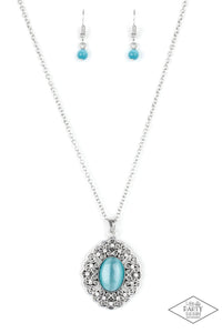 Paparazzi VINTAGE VAULT "Heart Of Glace" Blue Necklace & Earring Set Paparazzi Jewelry