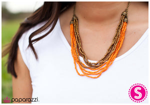 Paparazzi "Blazing A Trail" Orange Necklace & Earring Set Paparazzi Jewelry