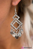 Paparazzi "Sahara Sands" Silver Diamond Shape Tribal Earrings Paparazzi Jewelry