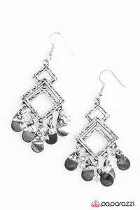 Paparazzi "Sahara Sands" Silver Diamond Shape Tribal Earrings Paparazzi Jewelry